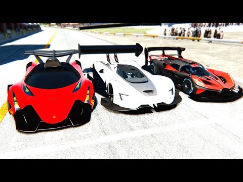 SRT Tomahawk GTR vs Bugatti Bolide GTR vs Devel Sixteen GTR at Drag Race 24 KM