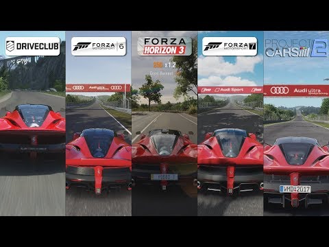 DriveClub vs Forza 6 vs Horizon 3 vs Forza 7 vs PCARS 2 - Ferrari LaFerrari Sound Comparison