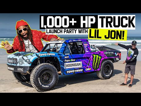 Ken Block Reveals  New 1,100hp Trophy Truck w/ Lil Jon at a Massive Beach Party in Mexico