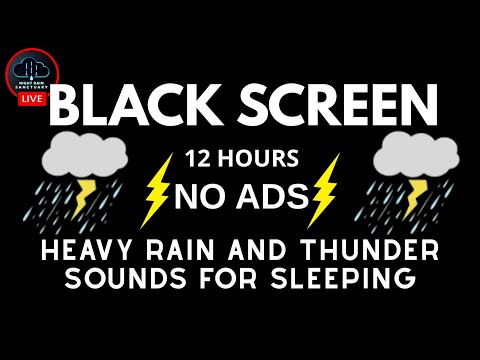 🔴 Heavy Rain and Thunder Sounds for Sleeping - Black Screen | Thunderstorm Sounds for Deep Sleep