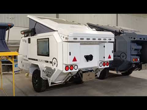 Njstar rv the custom pearl white offroad popup camper trailer with outdoor shower tent rugged shape
