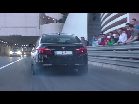 BMW M5 F10 with Akrapovic exhaust! | POWERSLIDE & LOUD ACCELERATIONS