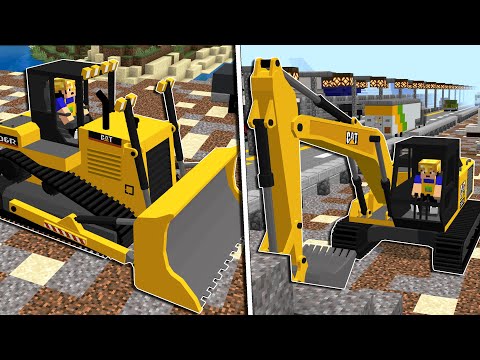 Jadi Kuli dengan Addon Bulldozer dan Ekskavator di MCPE