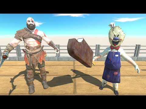 KRATOS AND ICESCREAM DEATH RUN ATTACK - Animal Revolt Battle Simulator