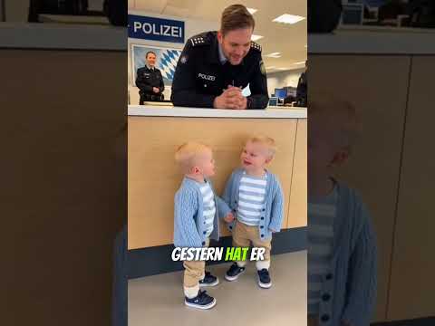 Zwillinge zeigen Papa an! 👮‍♂️👬 