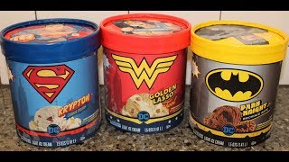 Superman Krypton Cookie Dough, Wonder Woman Golden Lasso, Batman Dark Knight Ice Cream Review