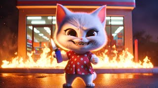 Cute Little Kitten😻 burns down Convenience Store for revenge🔥 #cat #ai #aicat #catlover