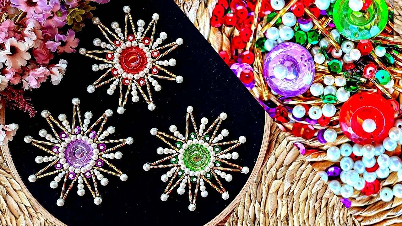 Teaching how to design and sew a sample of flowers to decorate clothes#diy