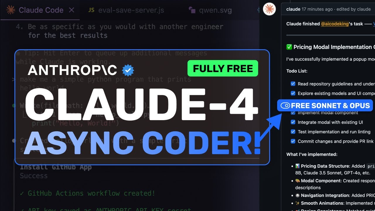 Claude 4 ASYNC Coder + Cline, Roo, Kilo + Free API Credits: RIP Codex & Jules! This is INSANE!