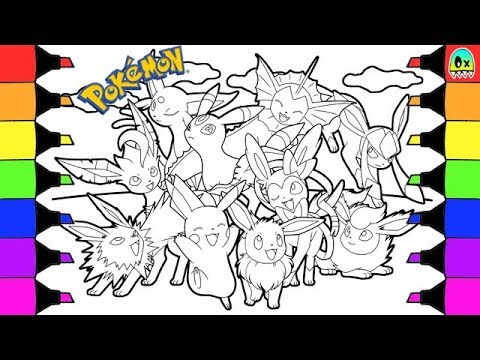 Pokémon coloring book pages for kids speed coloring Eevee evolutions
