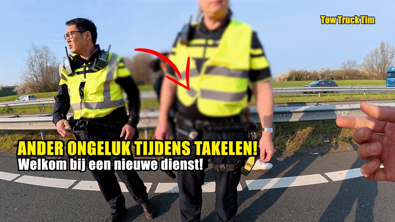 Nog een ongeluk tijdens het bergen tegenover ons!!