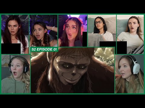 [GIRLS REACT] Beast Titan First Appearance | Attack on Titan Season 2 Ep 1 Girl Reaction Mashup