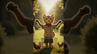 Cat rescues the chickens 😭 #tinkucat #cat #cute #animation #trending #shorts #catyoutubeshorts
