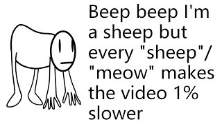 Beep Beep I'm a sheep but every beep/meow slows the video by 1%