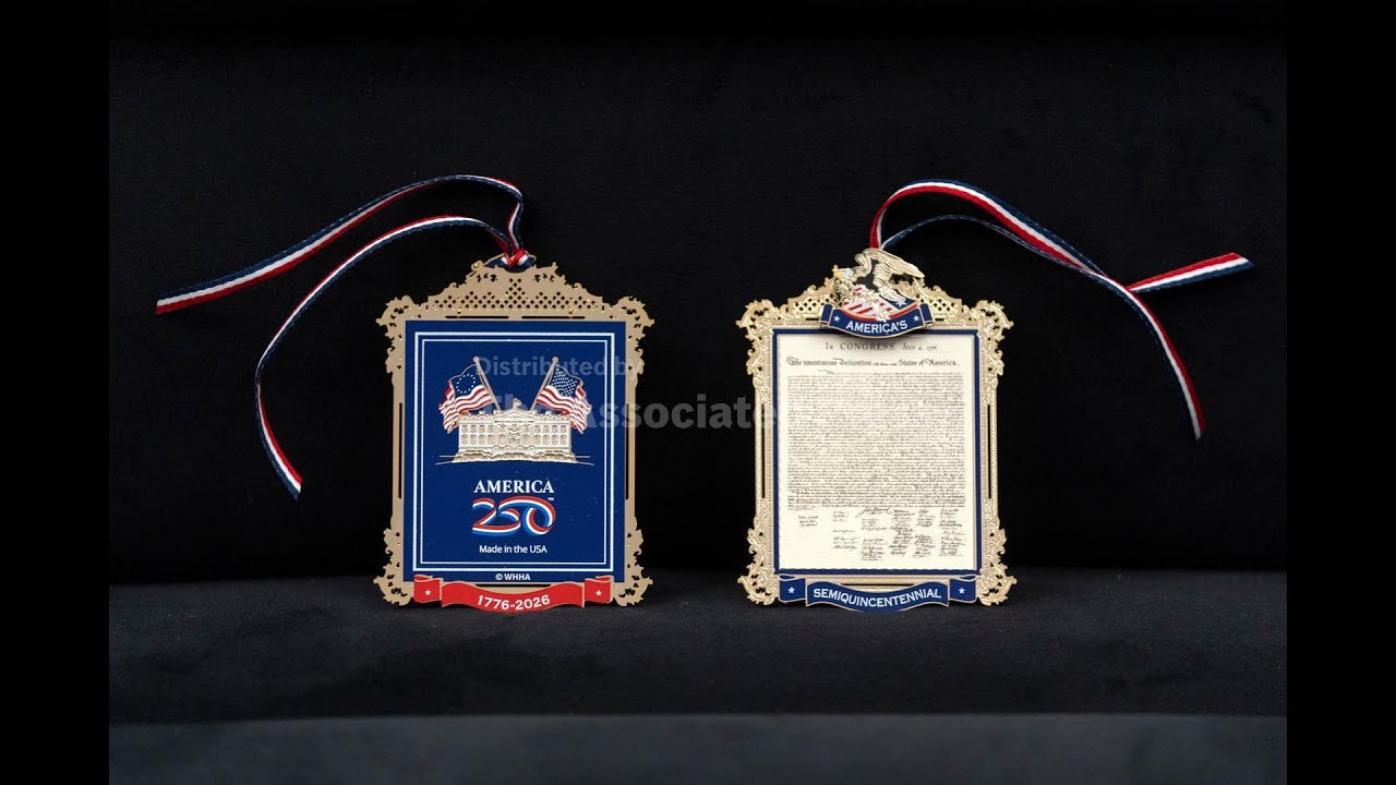 Decoration with tiny Declaration of Independence celebrates America's 250th birthday