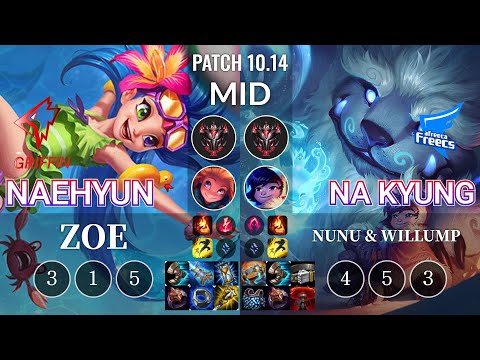 GRF Naehyun Zoe vs AF Na Kyung Nunu & Willump Mid - KR Patch 10.14