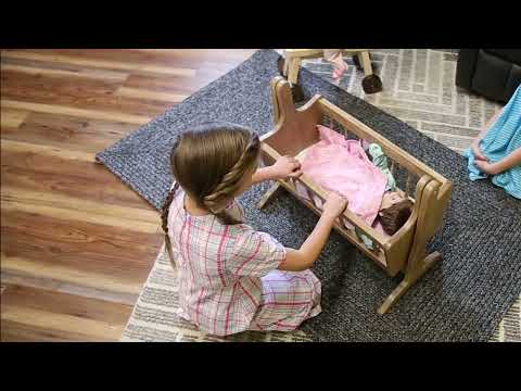 Amish-Made Wooden Deluxe Doll Swinging Cradle, "Katies Collection"