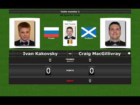 Snooker 6 reds 1/4 Final : Ivan Kakovsky vs Craig MacGillivray