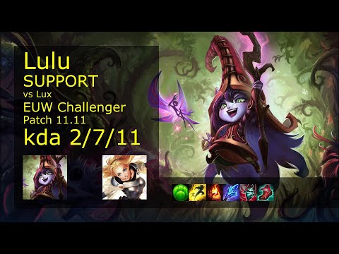 Lulu Support vs Lux - EUW Challenger 2/7/11 Patch 11.11 Gameplay