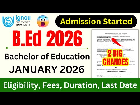 (Breaking News) IGNOU BED 2026 Application Form Started_IGNOU BED 2026 Application Form Apply Online