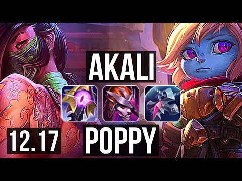 AKALI vs POPPY (MID) | 1900+ games, 2.1M mastery, Dominating | KR Diamond | 12.17