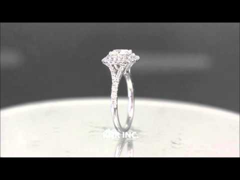 18k White Gold Cushion Cut Diamond Engagement Ring Double Halo Art Deco 1.50ctw - KNR INC - 790 3