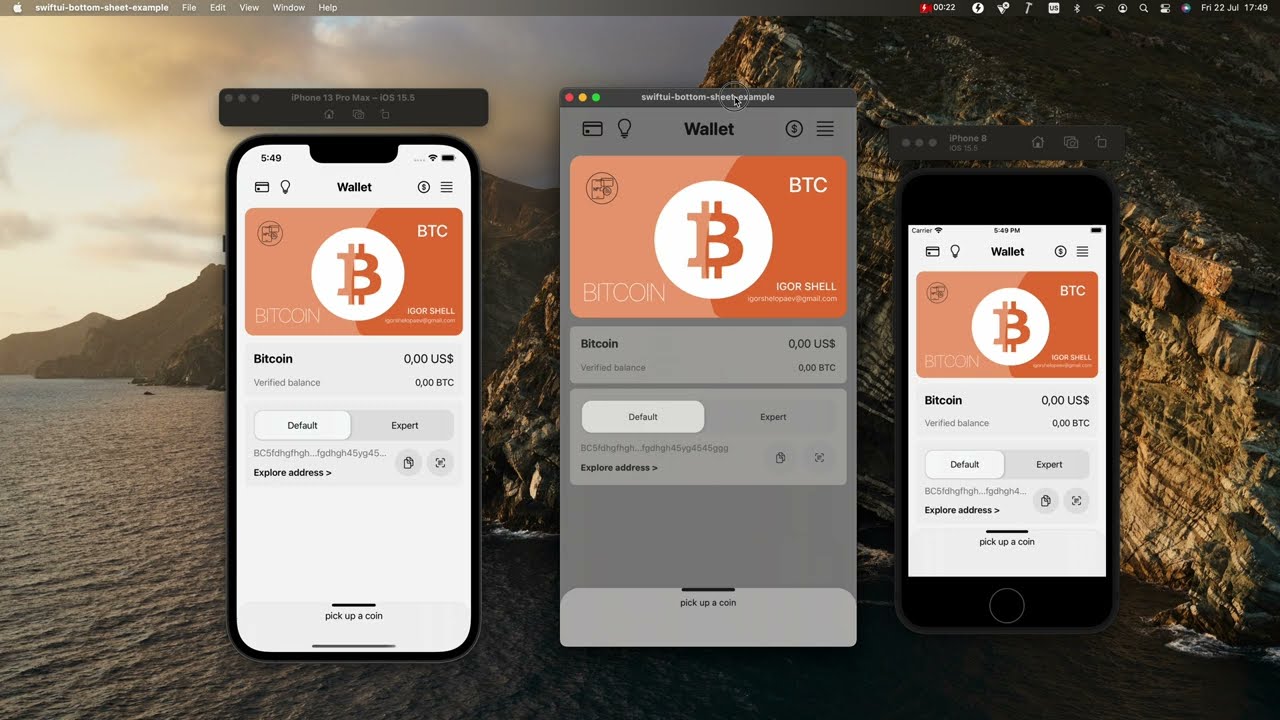 SwiftUI Multiplatform (iOS, macOS) bottom sheet drawer Github code