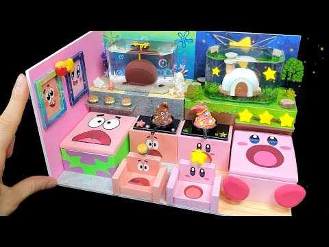 DIY Miniature Spongebob Patrick Star VS Kirby Board House # - Big Mouth Fight !!｜ Pink VS Pink House