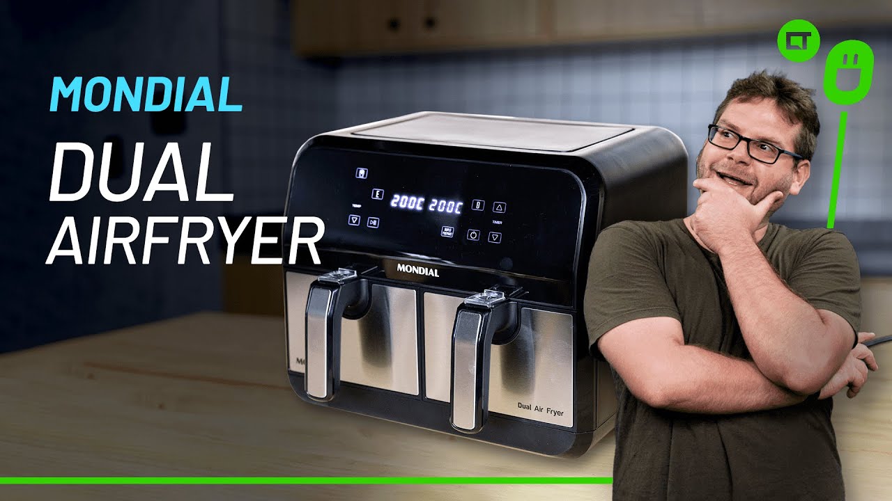 Miniatura da avaliação em vídeo de Fritadeira Air Fryer Mondial Dual Cesto 8L Digital AFD-01-BI