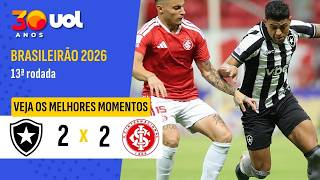 BOTAFOGO 2 X 2 INTERNACIONAL | COM TEXTOR PRESENTE, BOTAFOGO EMPATA COM O INTER | MELHORES MOMENTOS