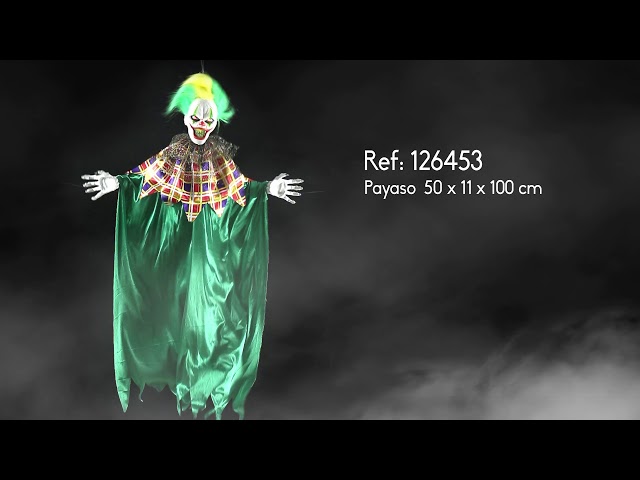 Vídeo relacionado con JOYIN Payaso de halloween de pie, Payaso hablando animatrónico espeluznante púrpura con movimiento y luz, decoraciones gigantes de halloween activadas por sonido para accesorios