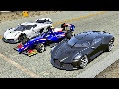 Bugatti La Voiture Noire vs Formula 3 vs Koenigsegg Jesko - Monza