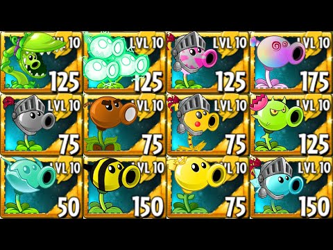 All PEA Plants Max Level vs Pharaoh Zombie in Plants vs Zombies 2