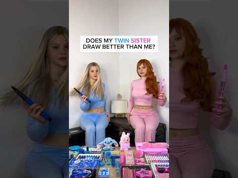 DOES MY TWIN SISTER DRAW BETTER THAN ME?😰 STITCH & LABUBU🩵🩷 DID YOU FIND HEART?💓 #stitch #labubu