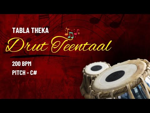 Drut Teentaal Tabla Theka | Tabla Loops | C# | 200 BPM | For Riyaz