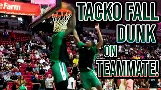 7′6 TACKO FALL REVERSE POSTER ON TEAMMATE!?! 🔥😂