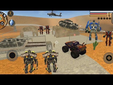 Vegas Crime Simulator(Monster Truck Captured Army Base)💪Transformer Fighter Robot Red CAR - Full HD