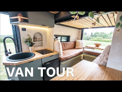 Luxury VAN TOUR With Never Before Seen Layout | ELEVATOR BED | Japandi Design | SEATS/ SLEEPS 4