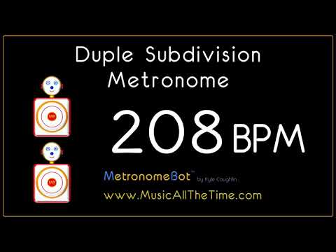 Duple subdivision metronome at 208 BPM MetronomeBot