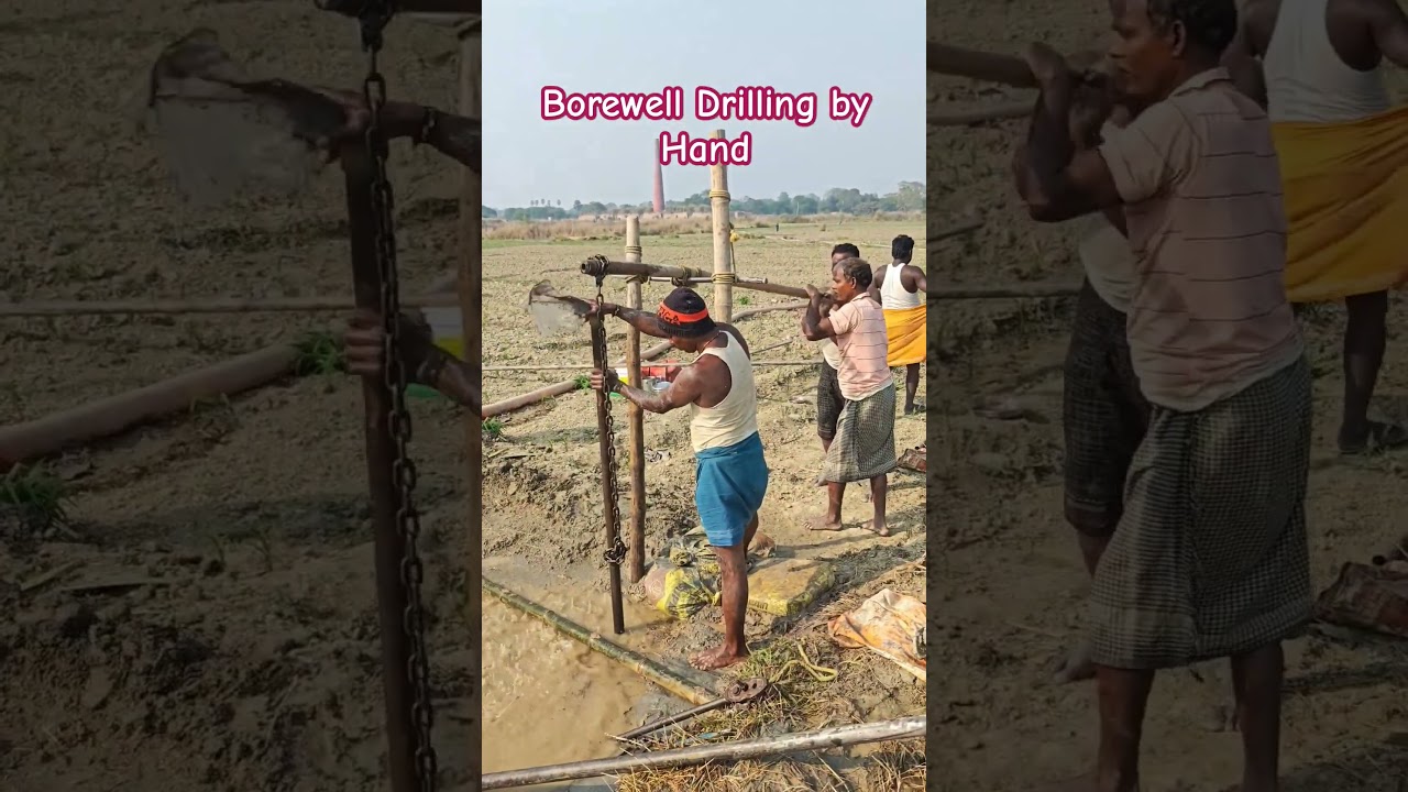 Borewell Drilling in Bihar By Hand #farming #biharagriculture #borewell  #agriculture #villagelife #