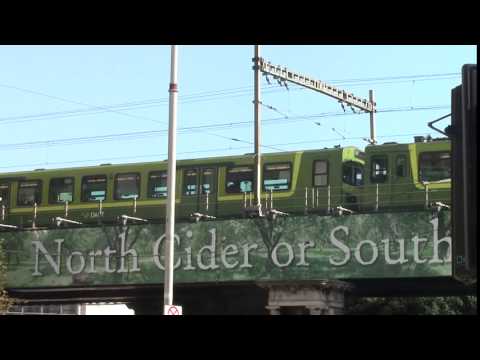 Irish Rail LHB Dart 8100 class passes over Dublin's loop line bridge
