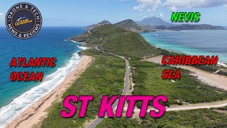 DJI Air 3S on St Kitts at the Timothy Hill Overlook Viewing the Atlantic Ocean and Caribbean Sea