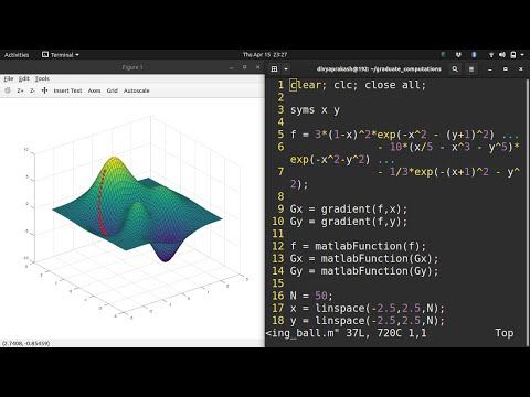 Simulating a Ball Rolling Down a Hill using GNU Octave: Gradient Descent