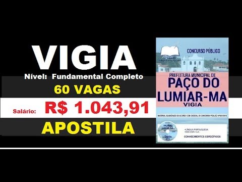Apostila Concurso Prefeitura de Paço do Lumiar MA 2019 Cargo de Vigia