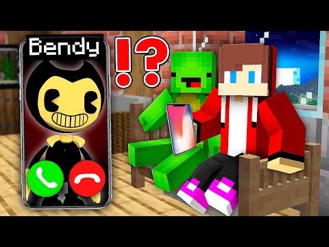 JayJay & Mikey - Maizen - How Scary BENDY Called Baby JJ and Mikey at Night in Minecraft? - Maizen