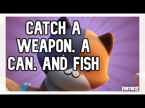 "GUIDE" Catch a weapon, a can, and fish - Fortnite Challenges (Meowscles Mischief)