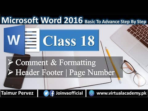 Microsoft Word | Comment Formatting | Header Footer | Page Number 18