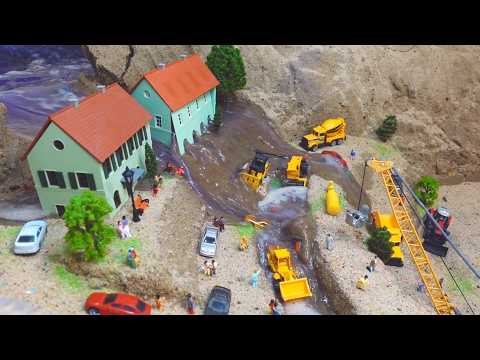 Construction Site Flood Disaster - Diorama Dam Breach - Natural Disaster VS Mini Model Experiment