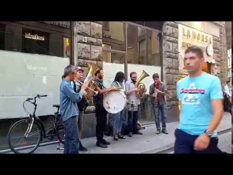 Street band performing "Hava Nagila" in Florence, Italy.