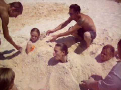 2008, 01-02  (13) our camping trip Brandon, Ashley, Amanda, Neil, Rodney, Bailey, Getting buried in the sand